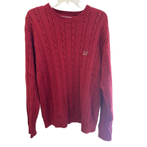 Men’s Tommy Hilfiger Red Cable Knit Sweater. Size Medium - Picture 1 of 4